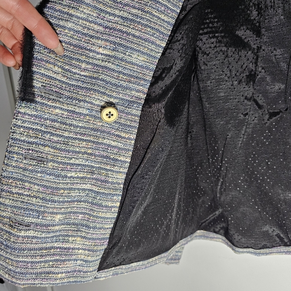 Anthropologie Coquille Jacket Tweed Woven Size 6 Blazer with funky buttons - Picture 3 of 14
